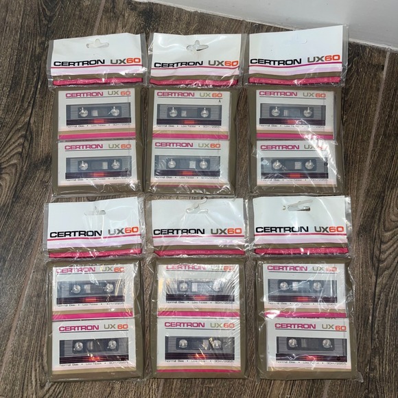 LOT of 12 Certron UX60 Blank Cassette Tapes 90 Min Sealed Vintage Audio Mixtape